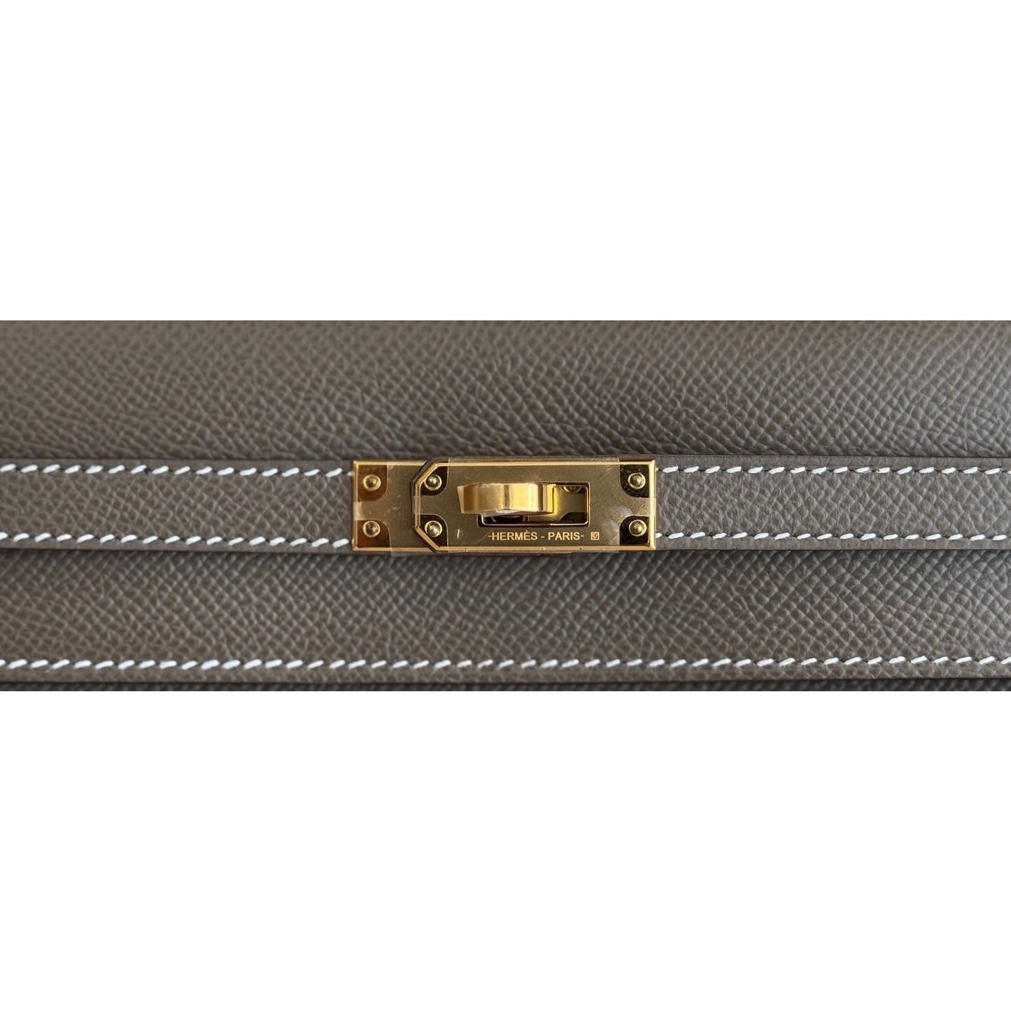 Hermes Kelly 25 Sellier Etoupe Gray Epsom Leather Gold Hardware