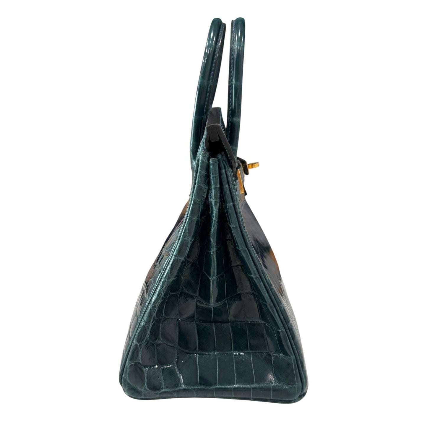Hermes Birkin 25 Blue Colvert Green Niloticus Crocodile Leather Gold Hardware