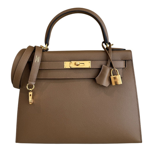 Hermes Kelly 28 Sellier Alezan Brown Tan Epsom Leather Gold Hardware RARE