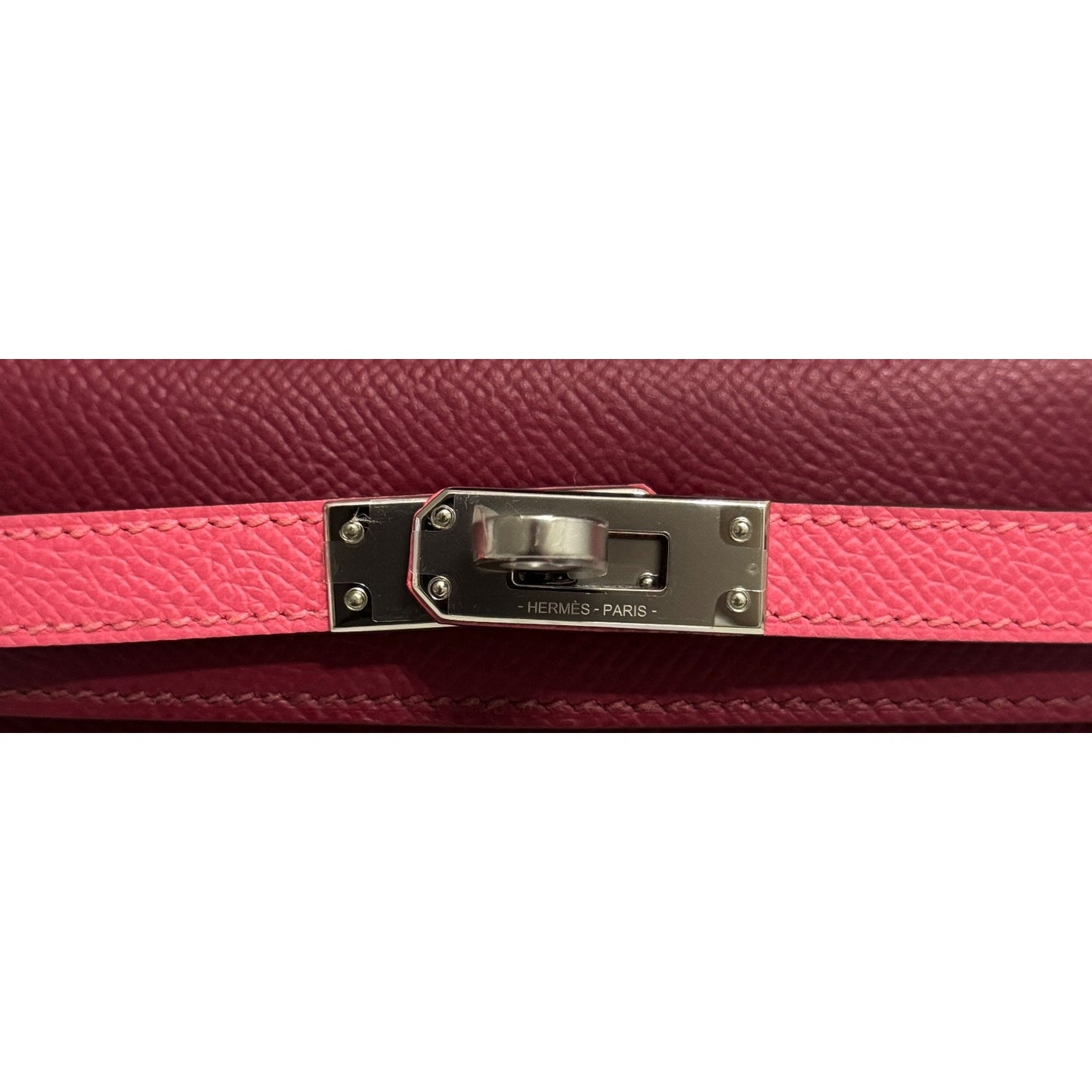 Hermes Kelly Mini 20 Tri Color Rubis Rose Azalee Rouge H Red Epsom Palladium Hwr