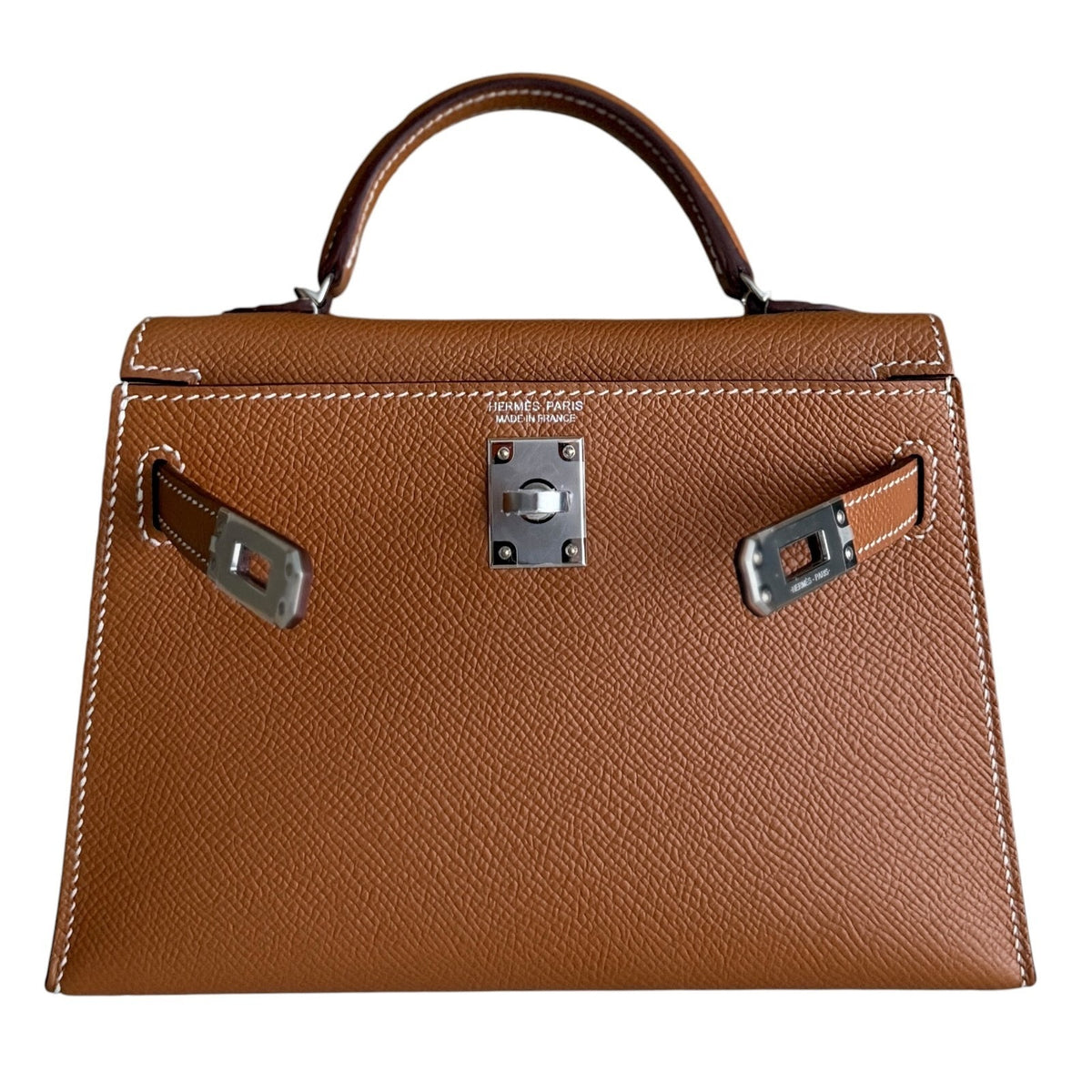 Hermes Kelly Mini 20 Gold Tan Epsom Leather Palladium Hardware