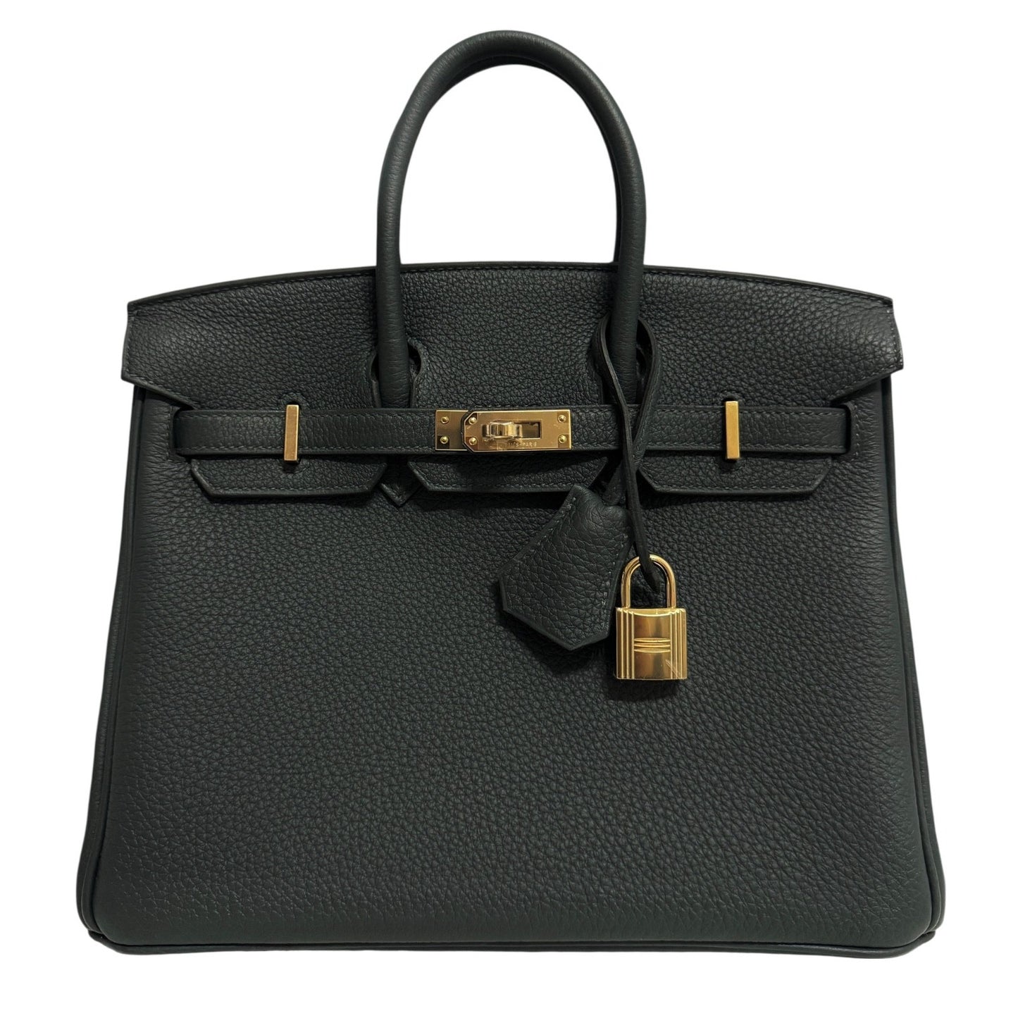 Hermes Birkin 25 Vert Mangrove Dark Green Togo Leather Permabrass Hardware NEW
