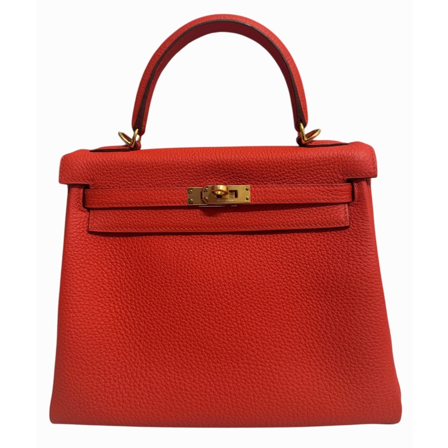 Hermes Kelly 25 Orange Poppy Togo Leather Gold Hardware RARE