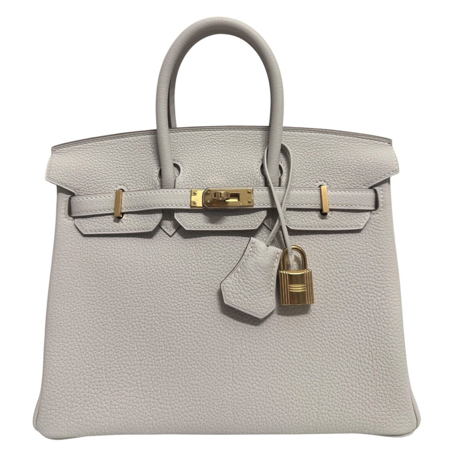 Hermes Birkin 25 Gris Perle Pearl Gray Togo Leather Gold Hardware Handbag 2024