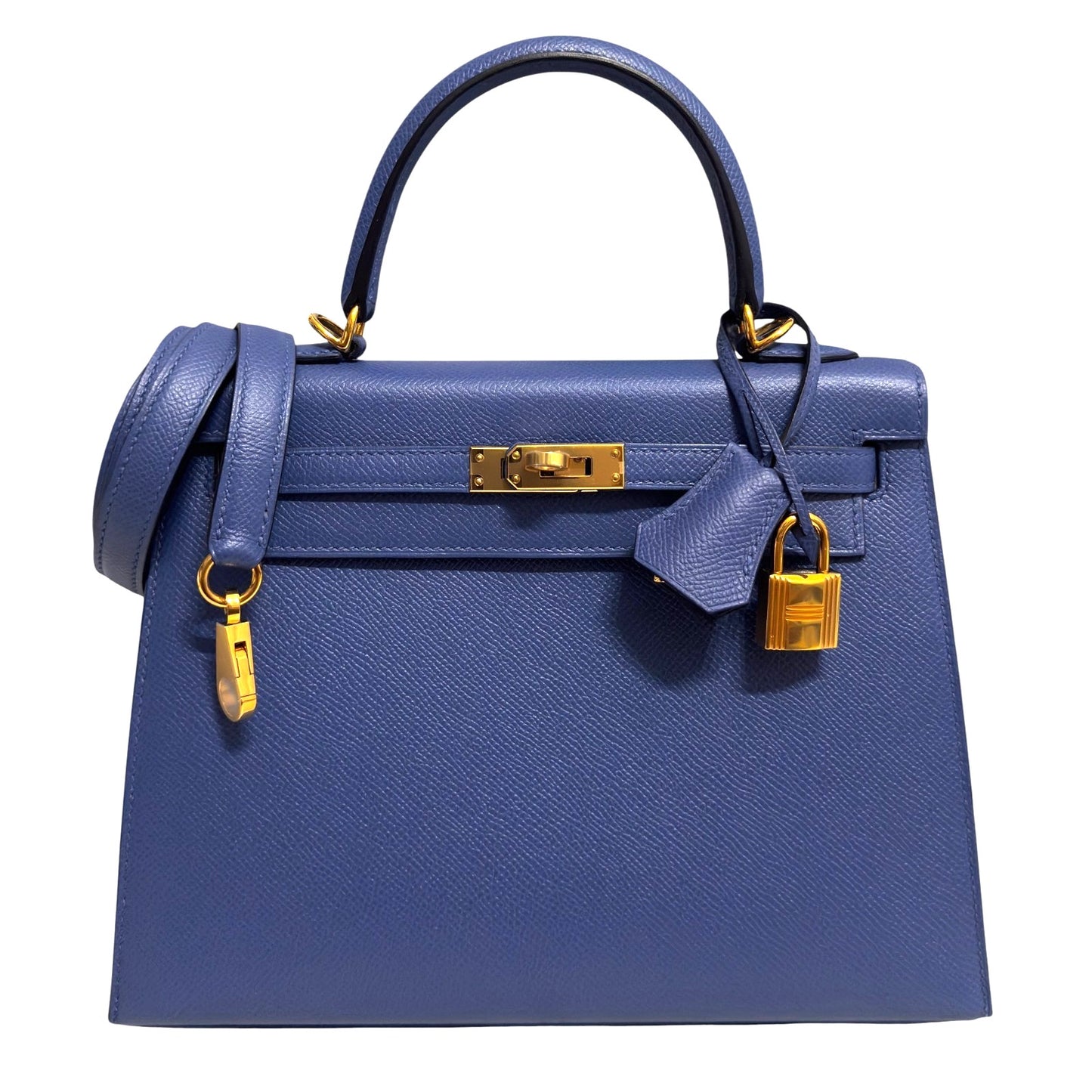 Hermes Kelly 25 Sellier Blue Brighton Epsom Gold Hardware RARE