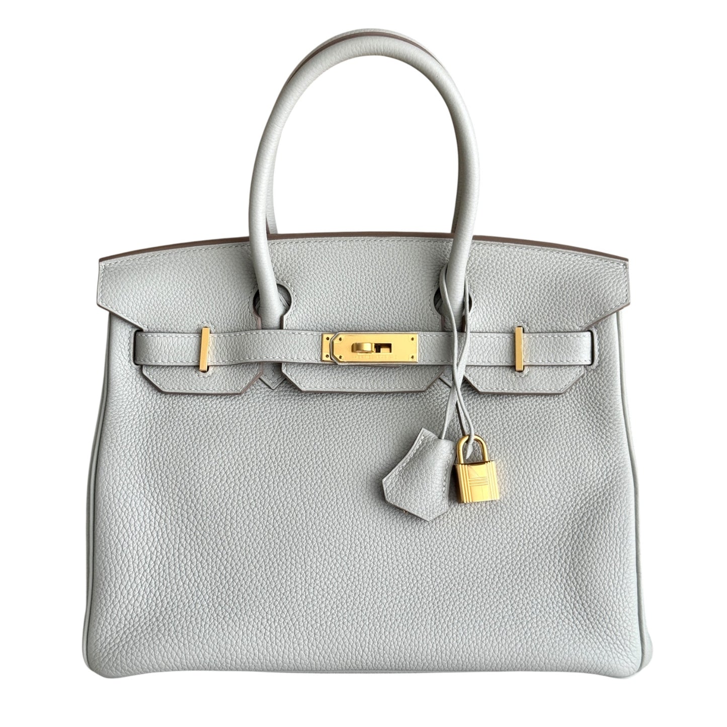 Hermes Birkin 30 Gris Perle Pearl Gray Togo Leather Gold Hardware Handbag Rare