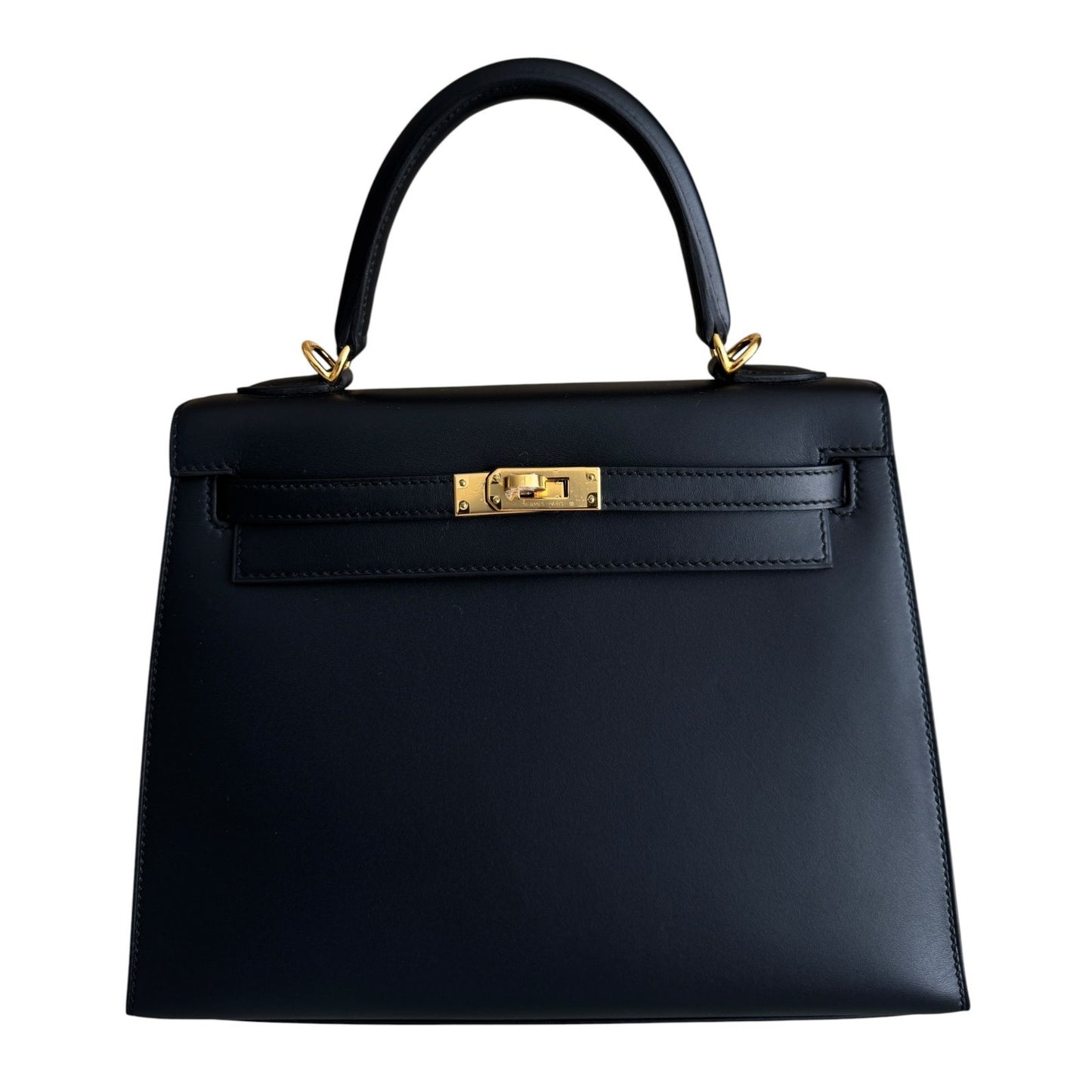 Hermes Kelly 25 Sellier Black Noir Sombrero Leather Gold Hardware RARE