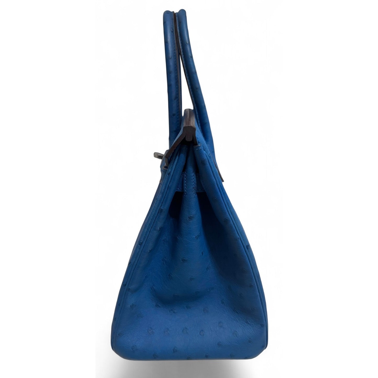 Hermes Birkin 30 Ostrich Blue Mykonos Leather Palladium Hardware RARE