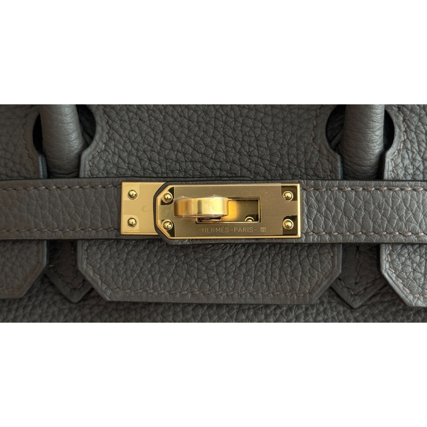 Hermes Birkin 25 Gris Etain Gray Togo Leather Gold Hardware Handbag