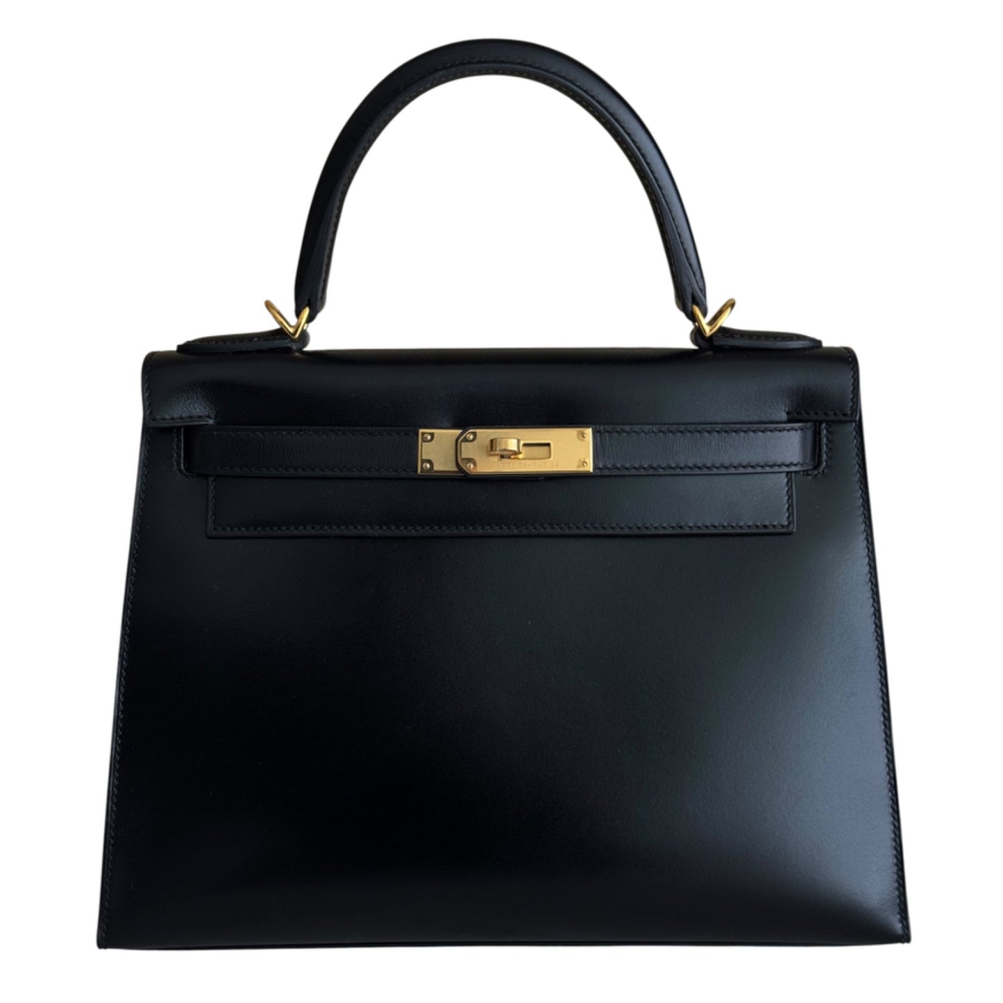 Hermes Kelly 28 Sellier Black Noir Box Leather Gold Hardware RARE
