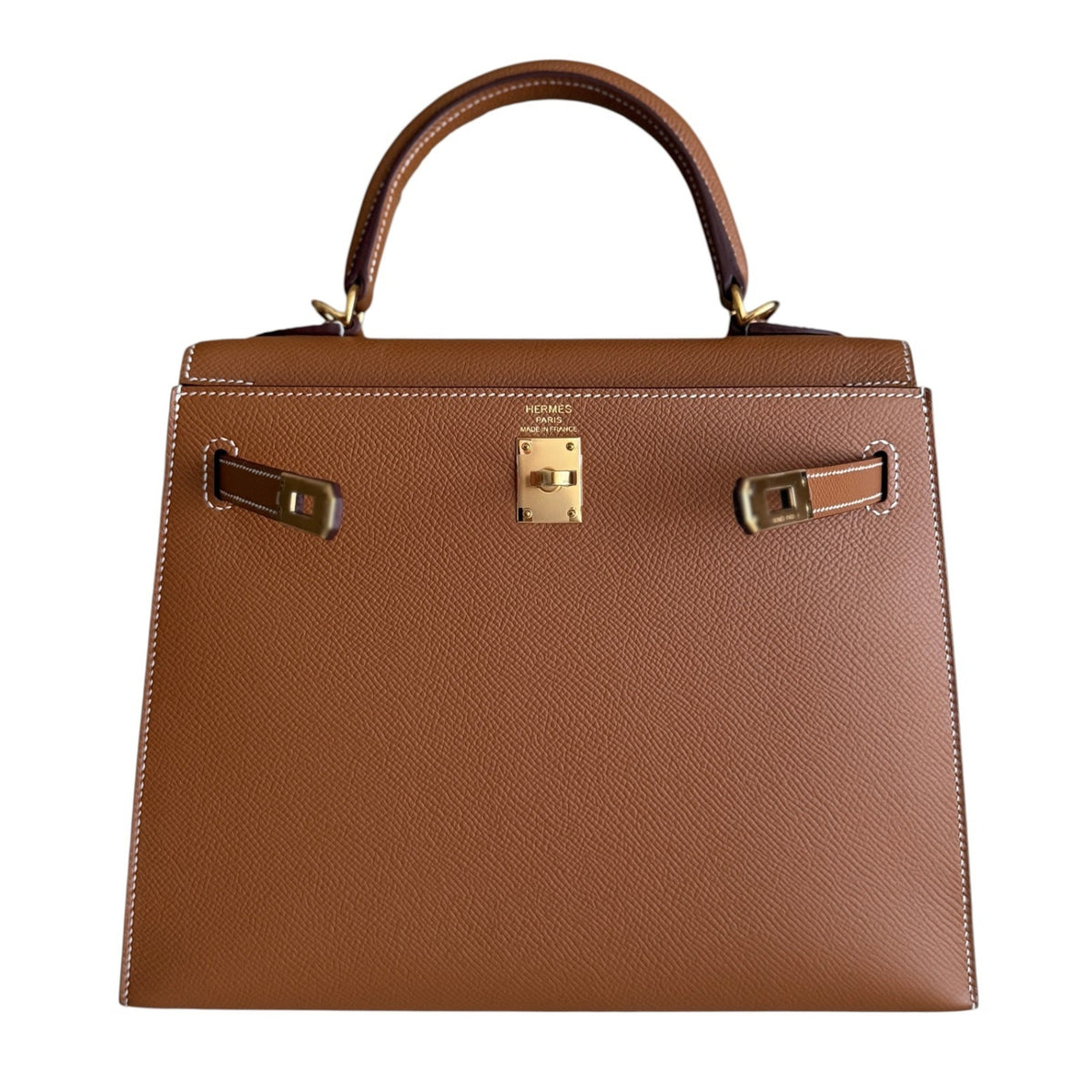 Hermes Kelly 25 Sellier Gold Tan Epsom Leather Gold Hardware
