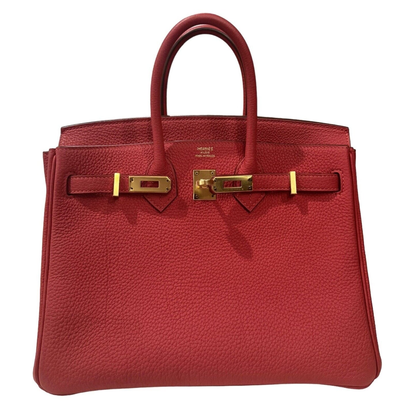 Hermes Birkin 25 Rouge Pivone Red Togo Leather Handbag Bag Gold Hardware