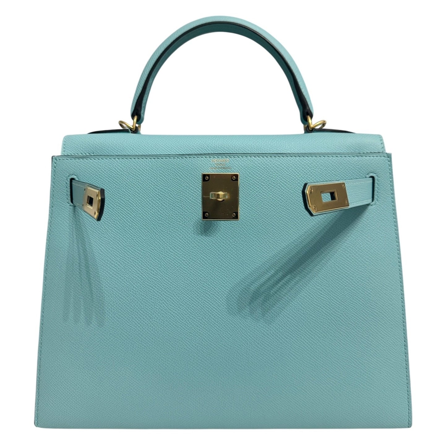 Hermes Kelly 28 Sellier Blue Atoll Epsom Leather Gold Hardware