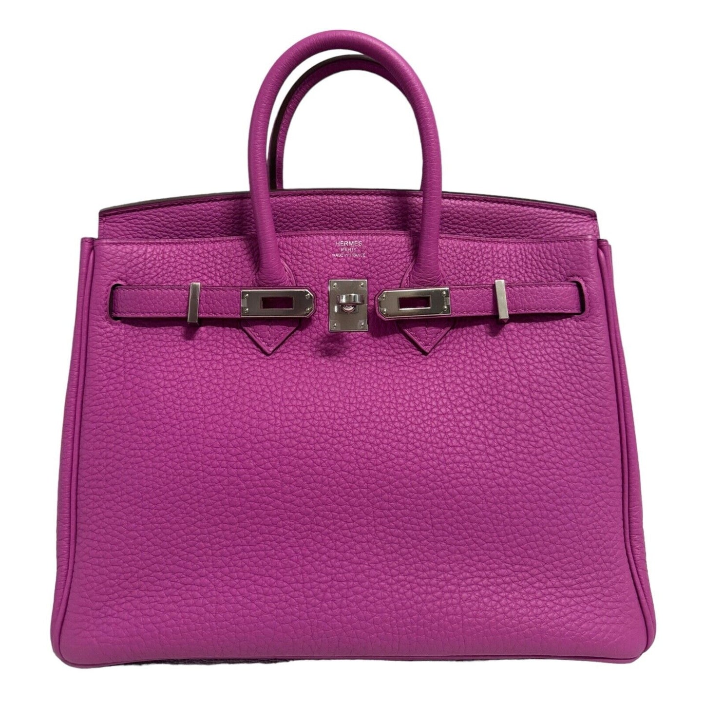 Hermes Birkin 25 Magnolia Pink Purple Togo Leather Handbag Palladium Hardware