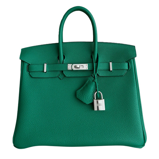 Hermes Birkin 25 Vert Vertigo Green Togo Leather Palladium Hardware Rare