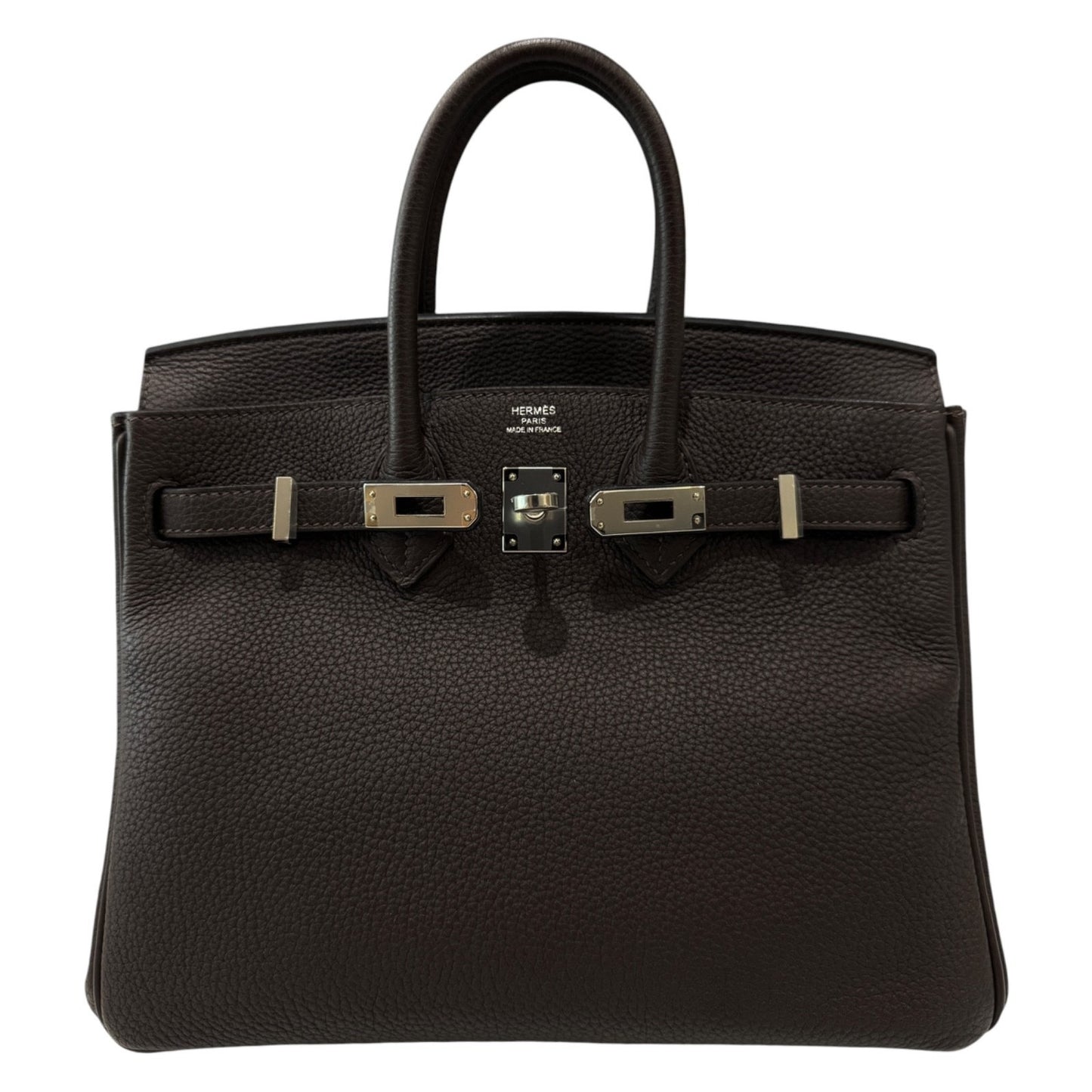 Hermes Birkin 25 Verso Ebene Brown Caramel Togo Leather Palladium Hardware Rare