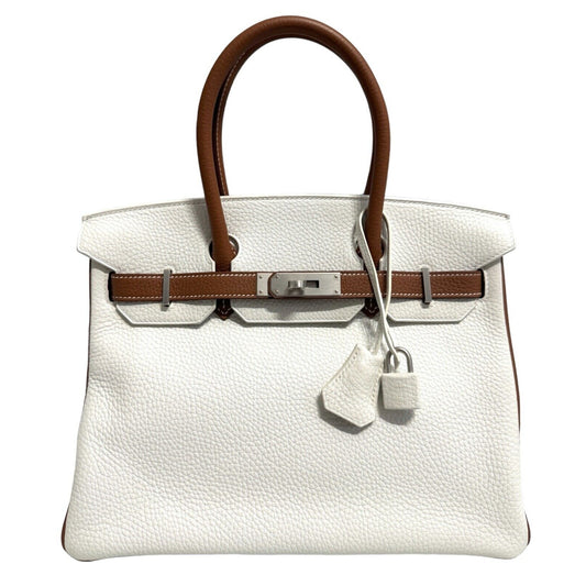 Hermes Birkin 30 Special Order White & Gold Leather Brushed Palladium Hardware