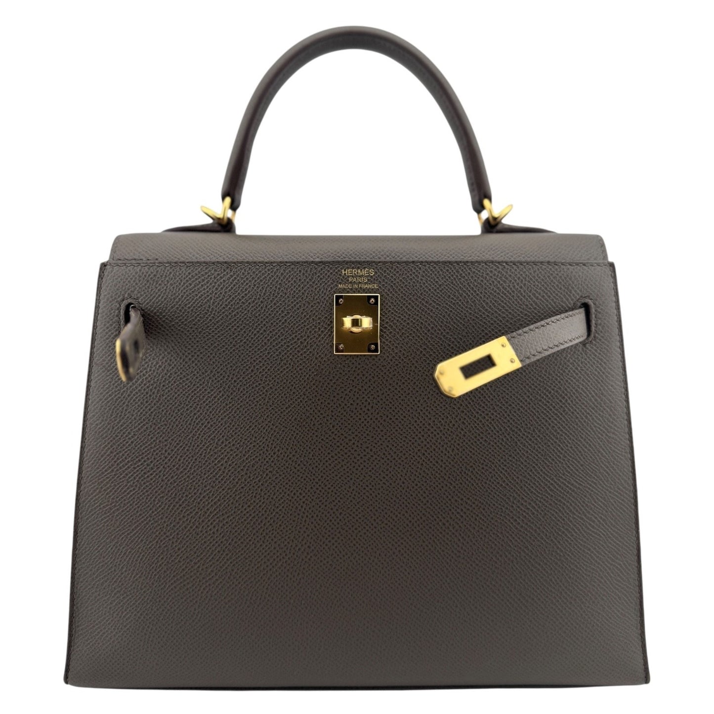 Hermes Kelly 25 Sellier Etain Gray Epsom Leather Gold Hardware