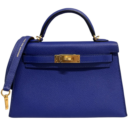 Hermes Kelly Mini 20 Blue Electric Epsom Leather Gold Hardware RARE