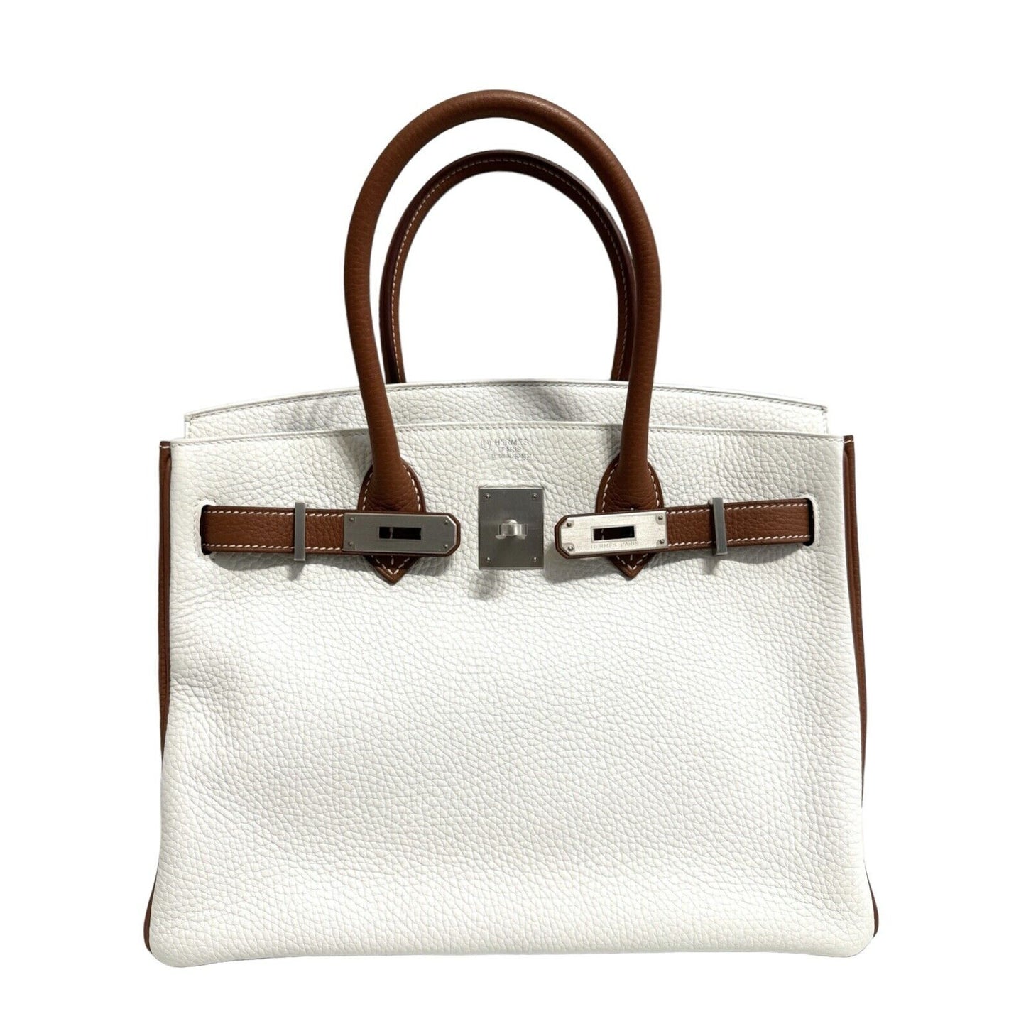 Hermes Birkin 30 Special Order White & Gold Leather Brushed Palladium Hardware