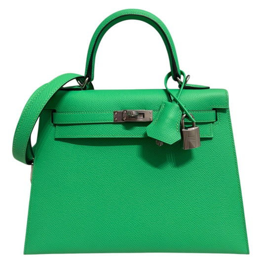 Hermes Kelly 25 Sellier Vert Comics Green Epsom Leather Palladium Hardware