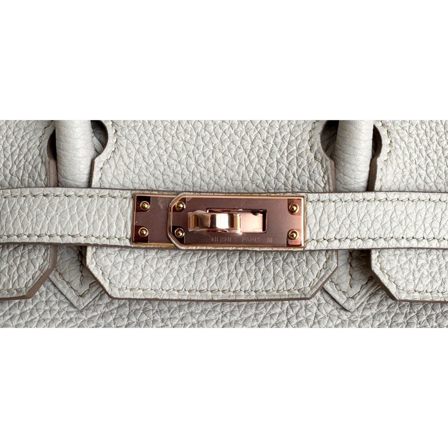 Hermes Birkin 25 Beton Beige Cream Togo Leather Rose Gold Hardware