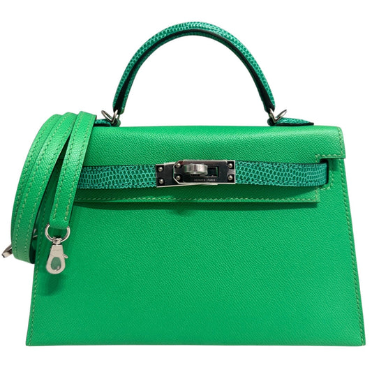 Hermes Mini Kelly Touch Lizard Vert Comics Green Madame Leather Palladium HWR