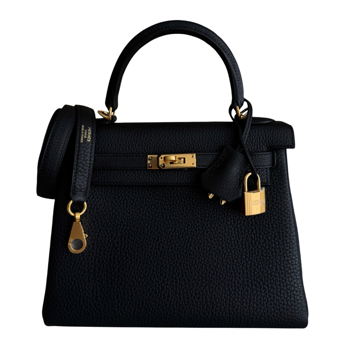 Hermes Kelly 25 Black Noir Togo Leather Gold Hardware RARE
