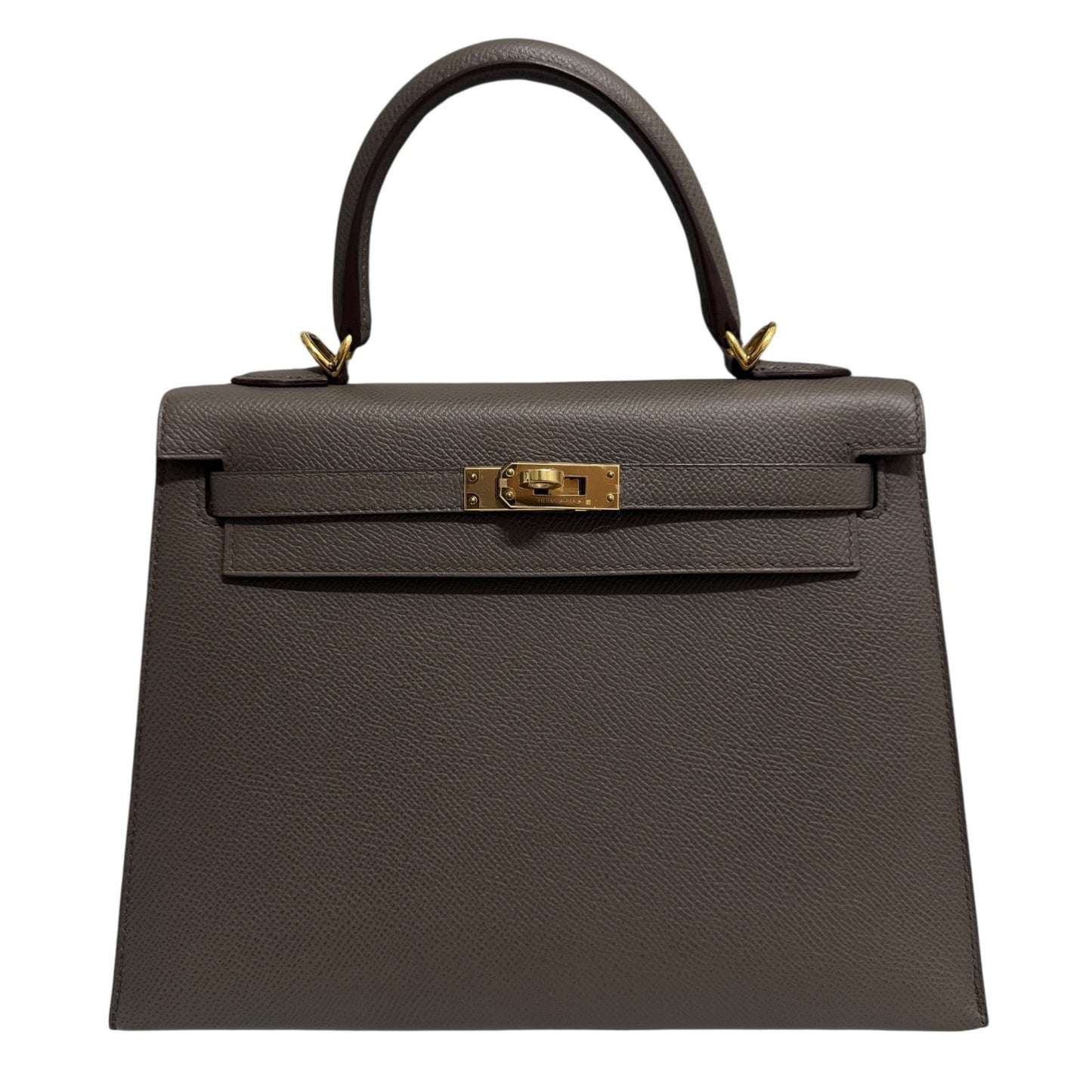 Hermes Kelly 25 Sellier Etain Gray Gris Epsom Leather Gold Hardware