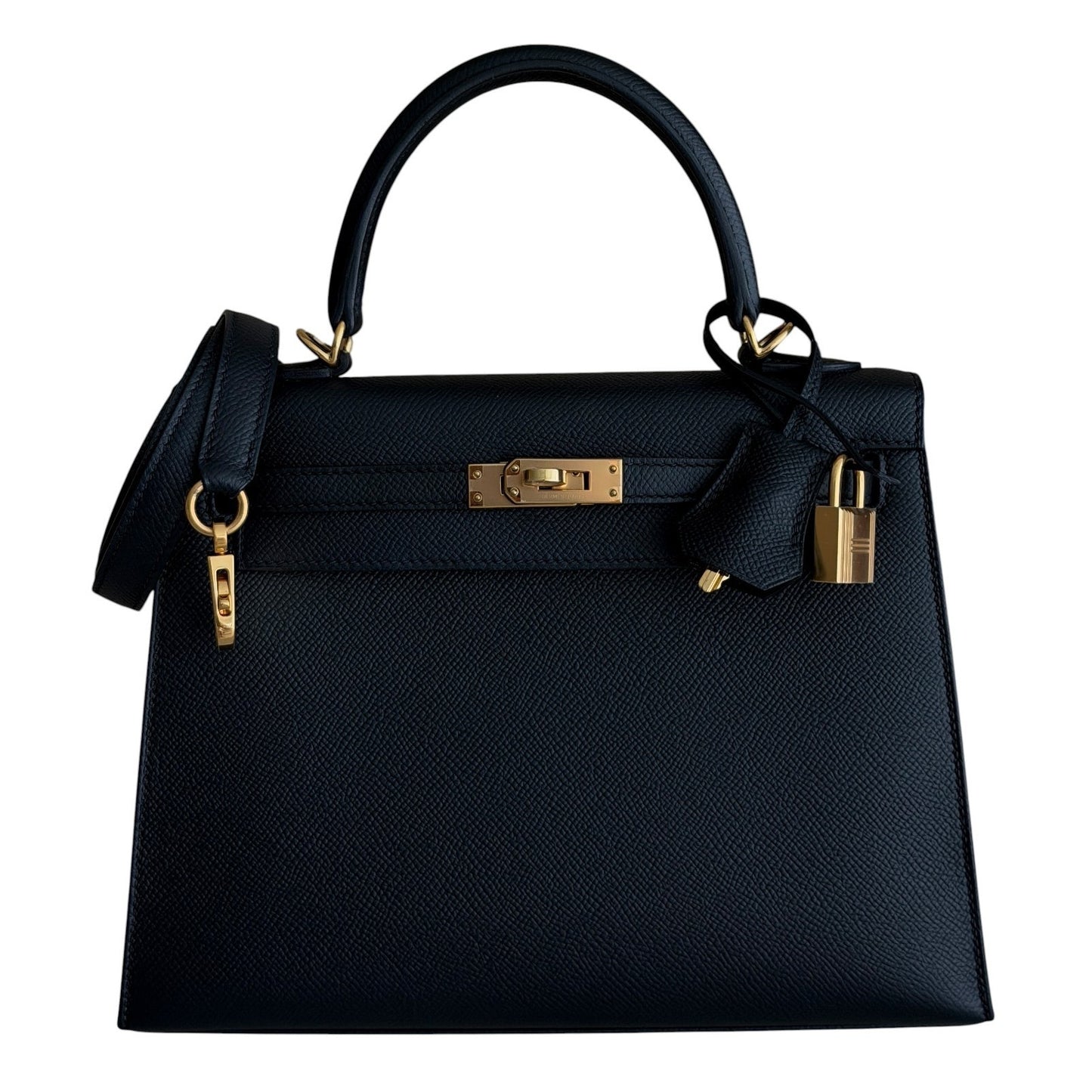 Hermes Kelly 25 Sellier Black Noir Epsom Leather Gold Hardware RARE