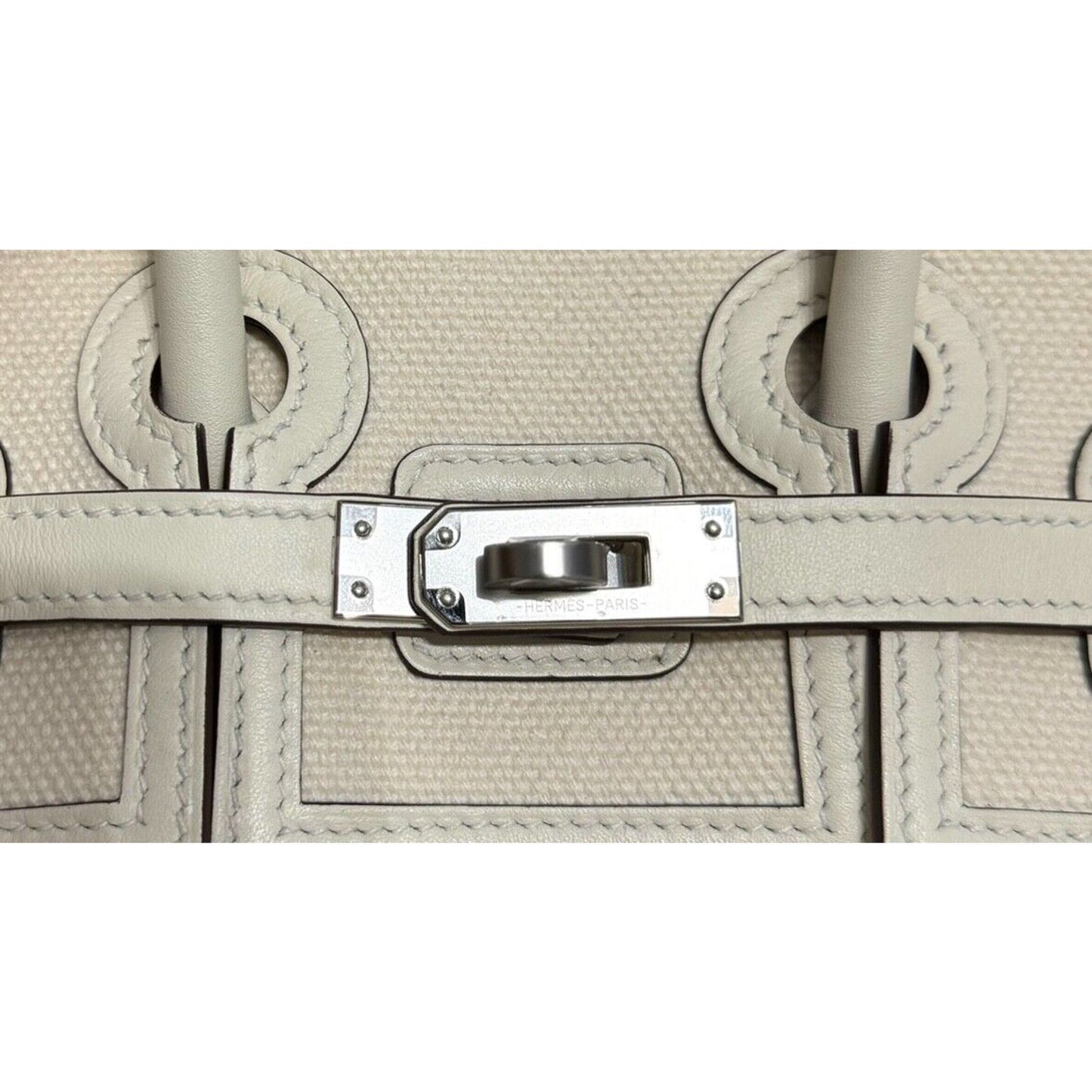 HERMÈS Birkin Cargo 25 Nata White Swift leather & Toile Palladium Hardware