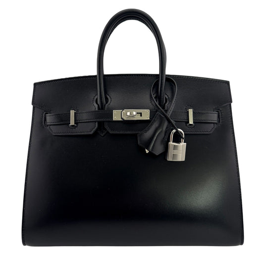 Hermes Birkin 25 Sellier Black Noir Box Leather Palladium Hardware NEW RARE