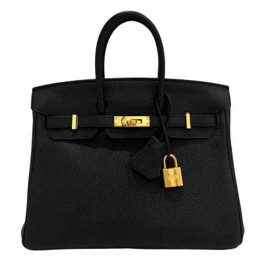 Hermes Birkin 25 Black Noir Togo Leather Gold Hardware RARE