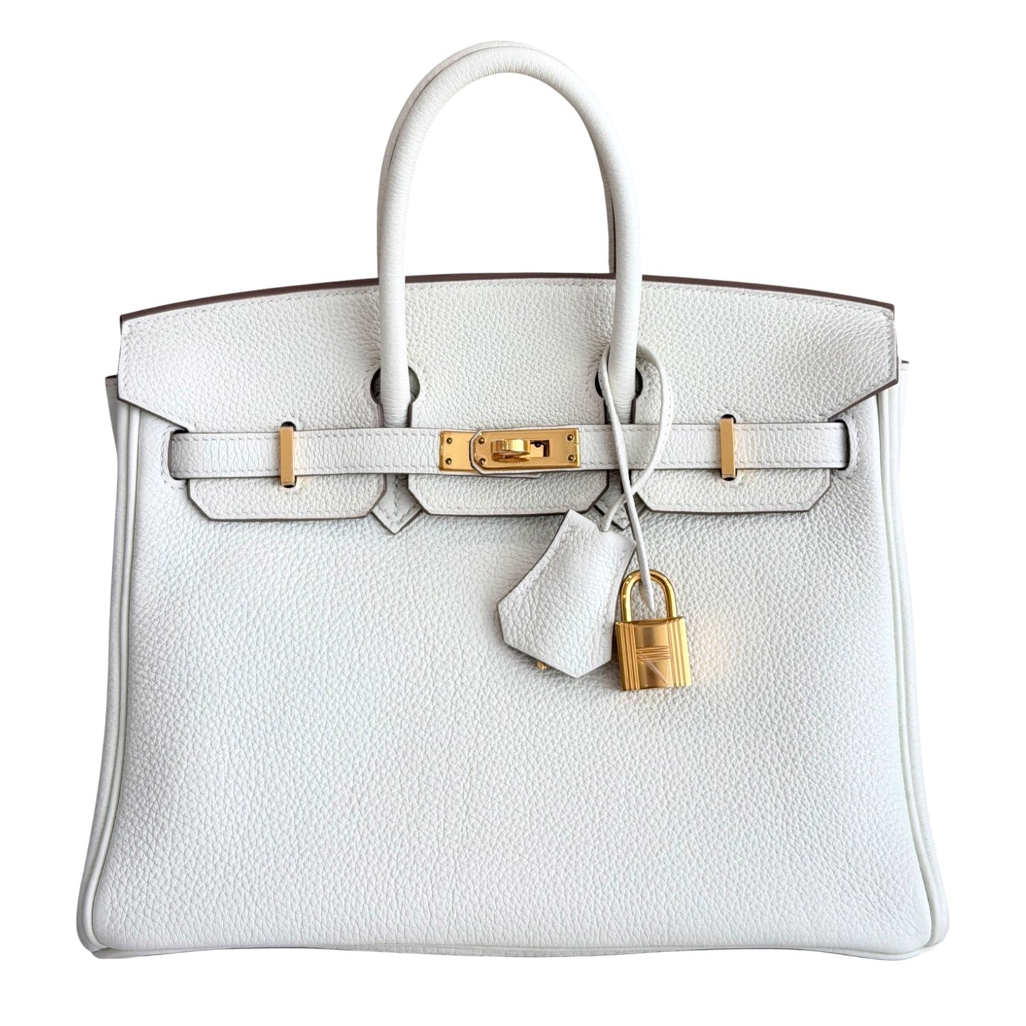 Hermes Birkin 25 Mushroom White Gray Togo Leather Gold Hardware