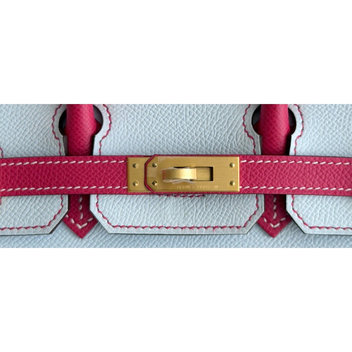 Hermes Birkin 25 Sellier Special Order Blue Brume Rose Extreme Brushed Gold Hwr