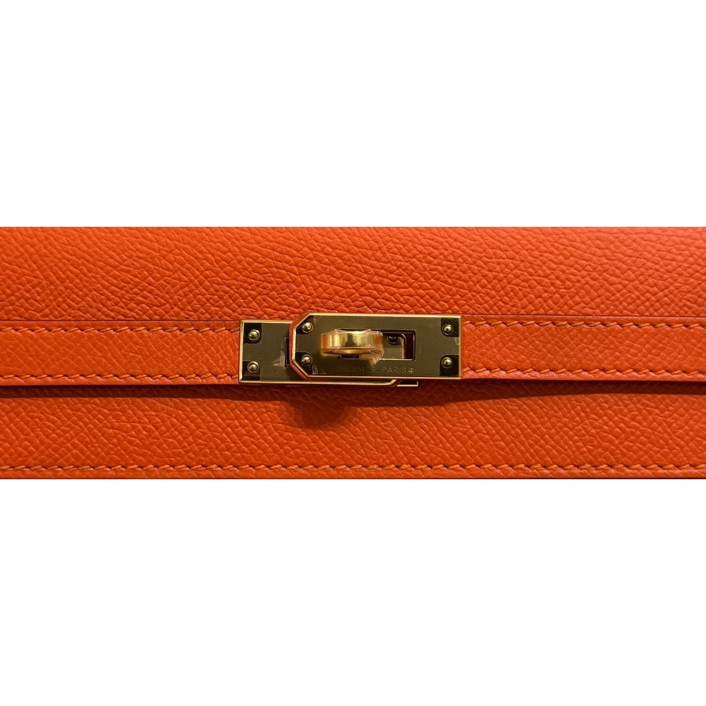 Hermes Kelly 25 Sellier Feu Orange Epsom Leather Gold Hardware
