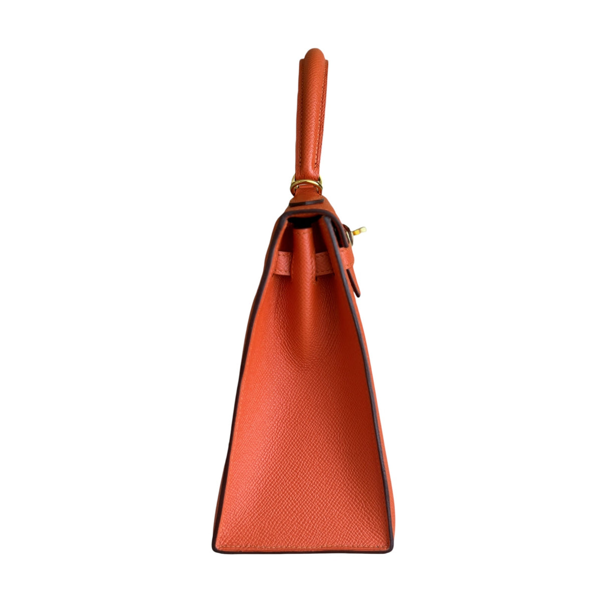 Hermes Kelly 25 Sellier Feu Orange Epsom Gold Hardware RARE