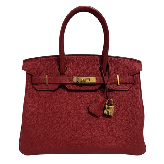 Hermes Birkin 30 Rouge Vif Red Togo Leather Gold Hardware