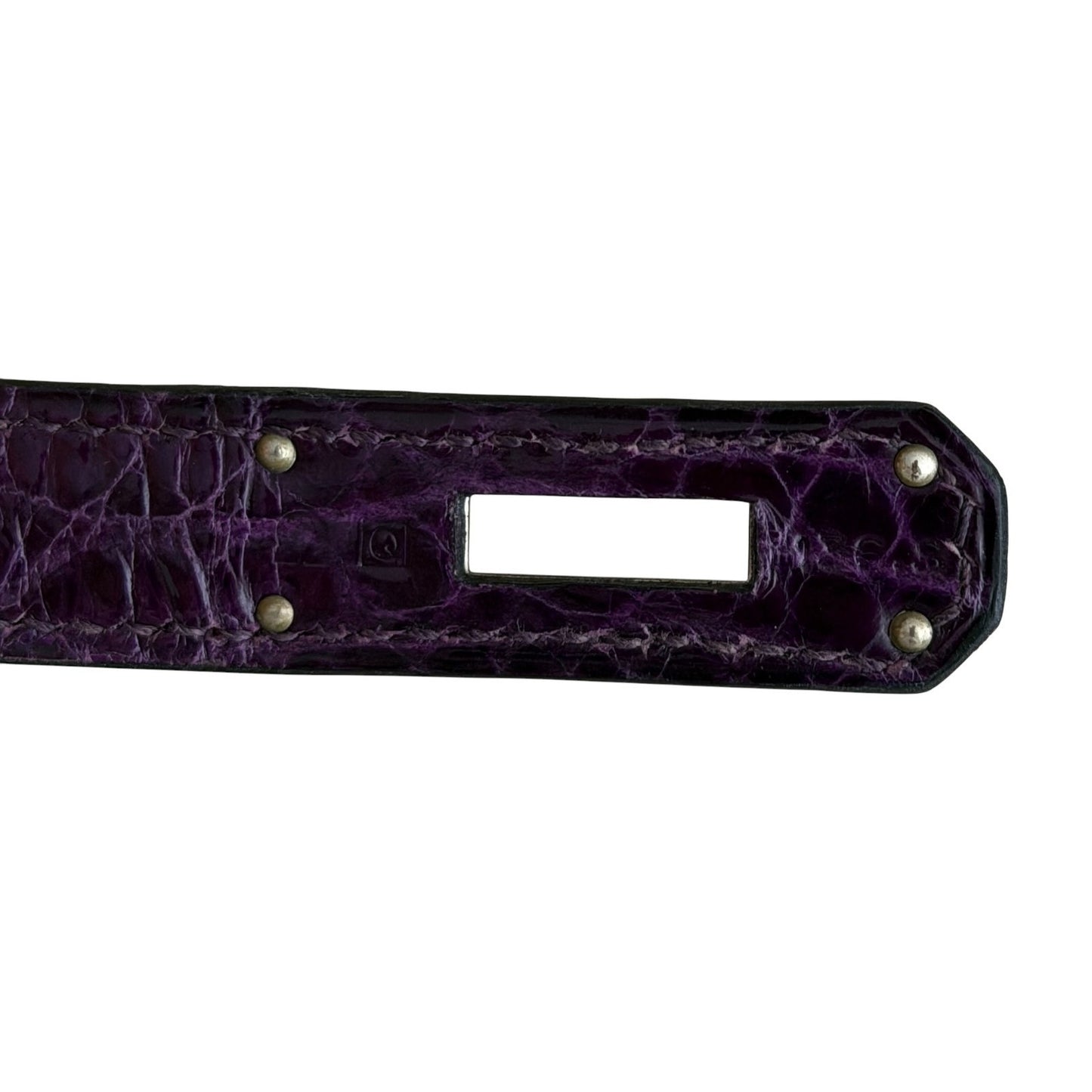 Hermes Kelly 32 Shiny Crocodile Amethyst Purple Palladium Hardware