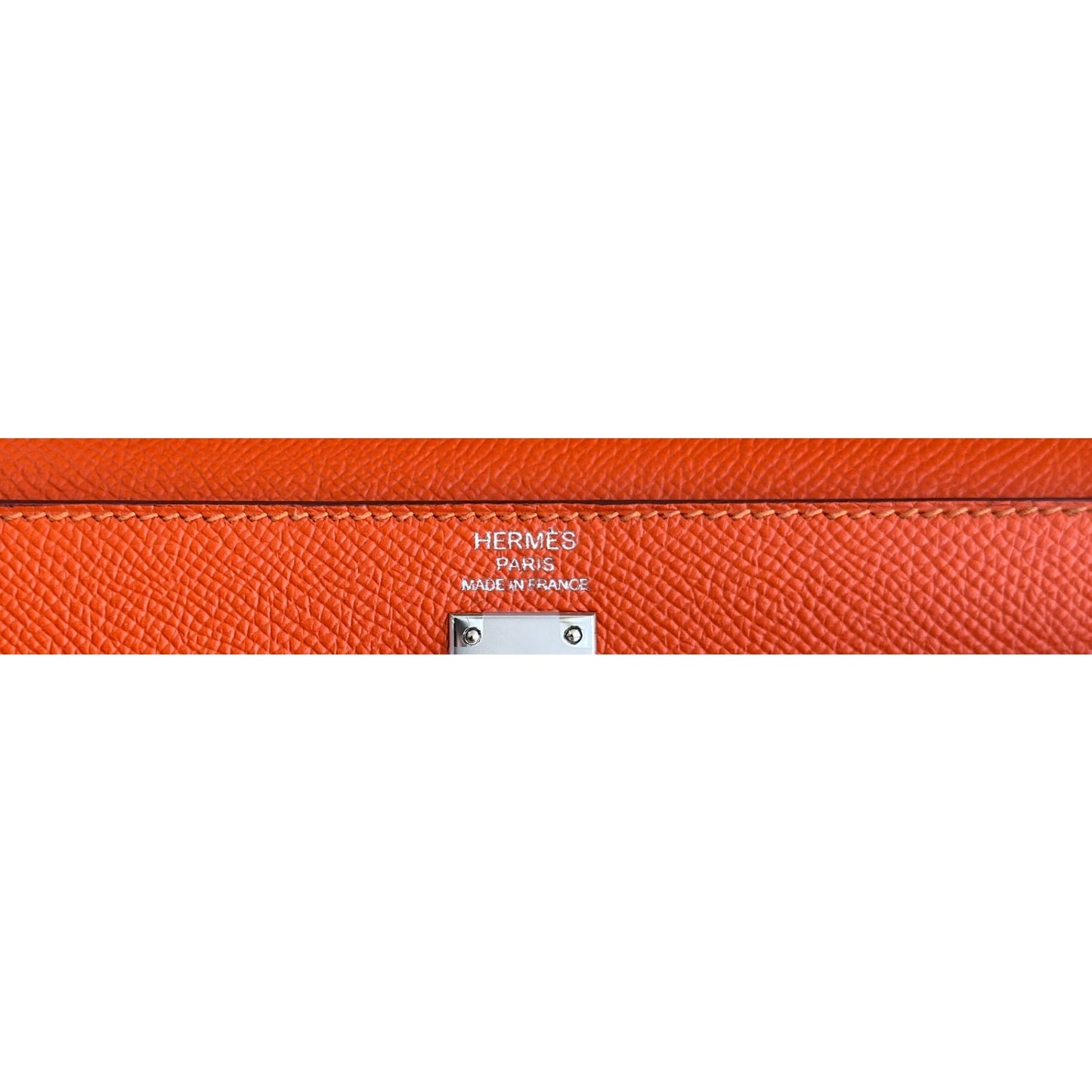 Hermes Kelly 25 Sellier Feu Orange Epsom Leather Palladium Hardware RARE