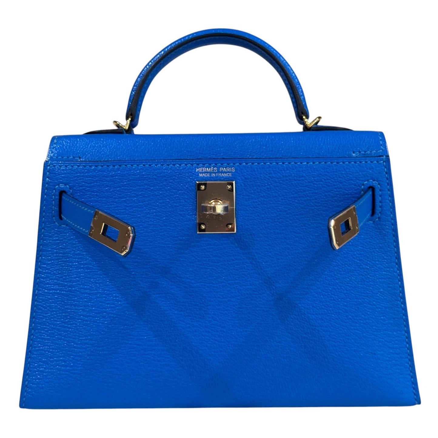 Hermes Kelly Mini 20 Blue Hydra Chevre Leather Gold Hardware RARE