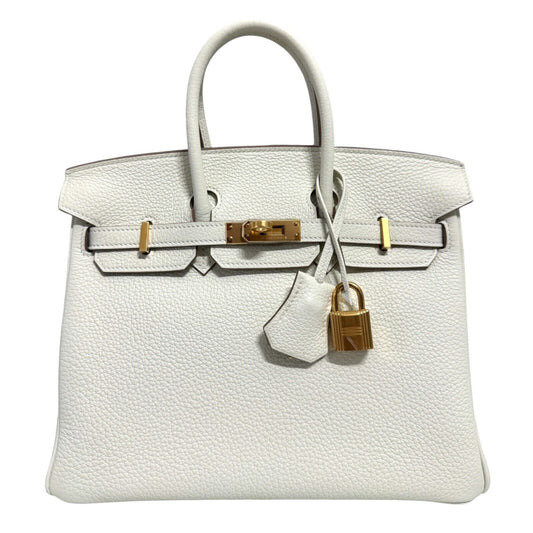 Hermes Birkin 25 Mushroom White Gray Togo Leather Gold Hardware NEW