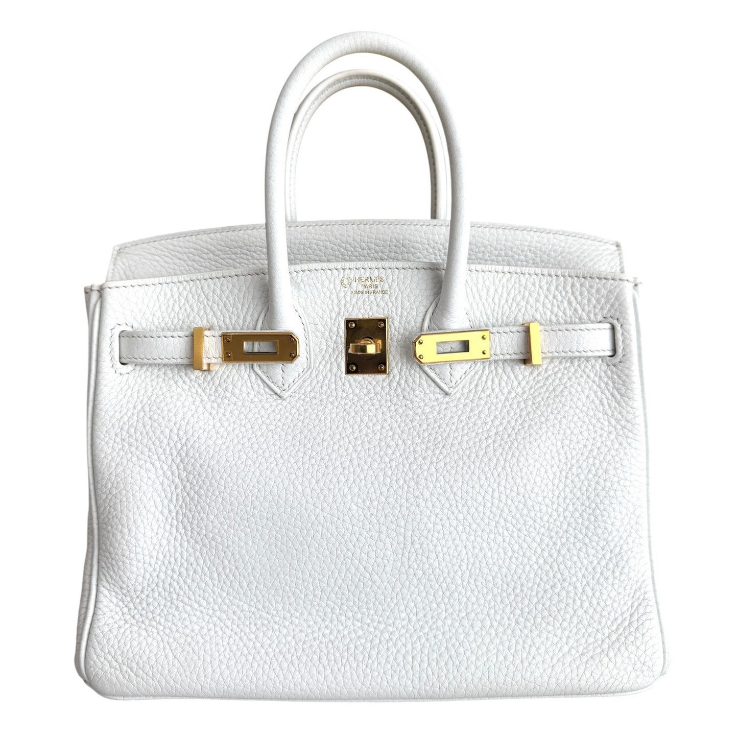 Hermes Birkin 25 White Blanc Leather Gold Hardware Rare