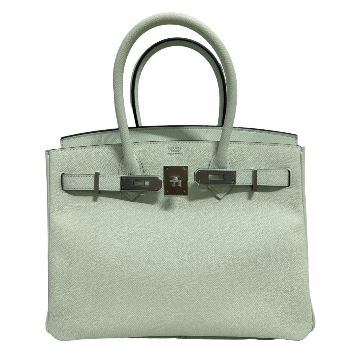 Hermes Birkin 30 Vert Fizz Green Epsom Leather Palladium Hardware Handbag 2024