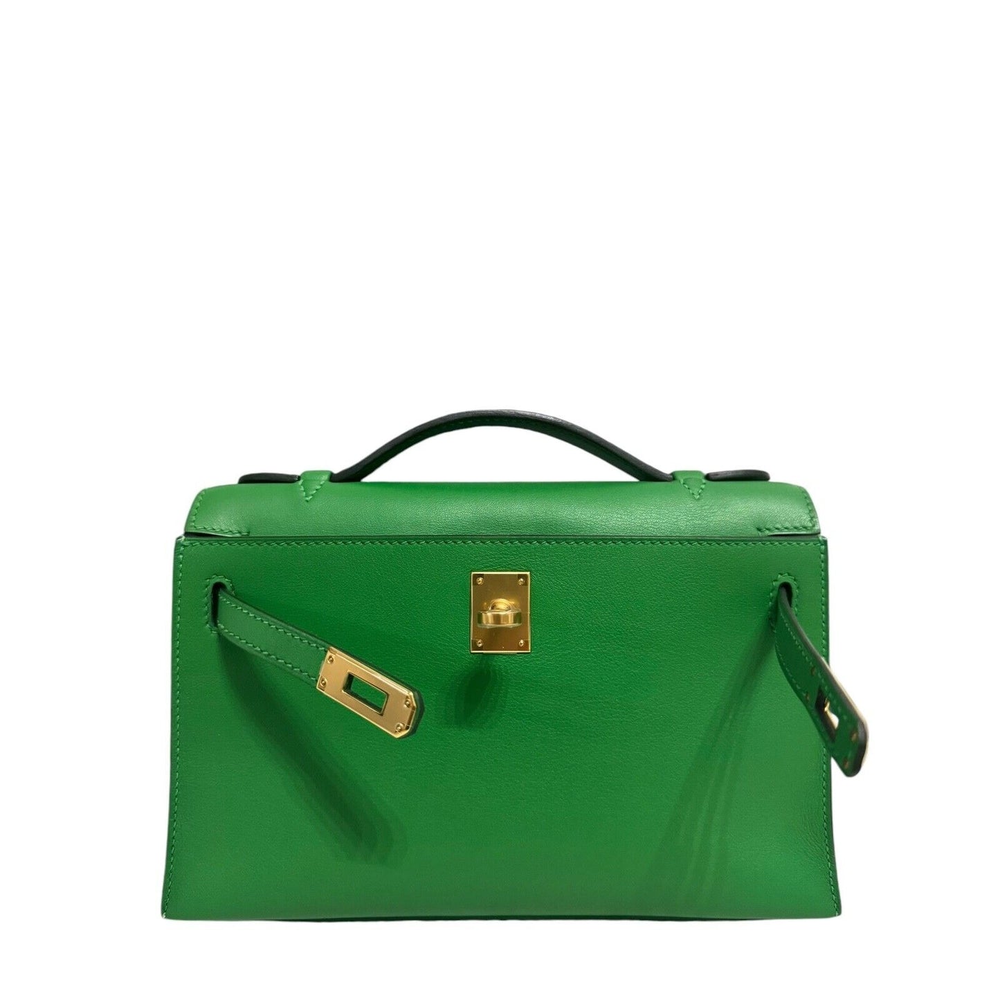 Hermès Pochette Kelly Mini Swift Bamboo Bambou Green Leather Gold Hardware