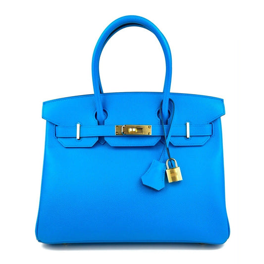 Hermes Birkin 30 Blue Frida Epsom Leather Gold Hardware RARE