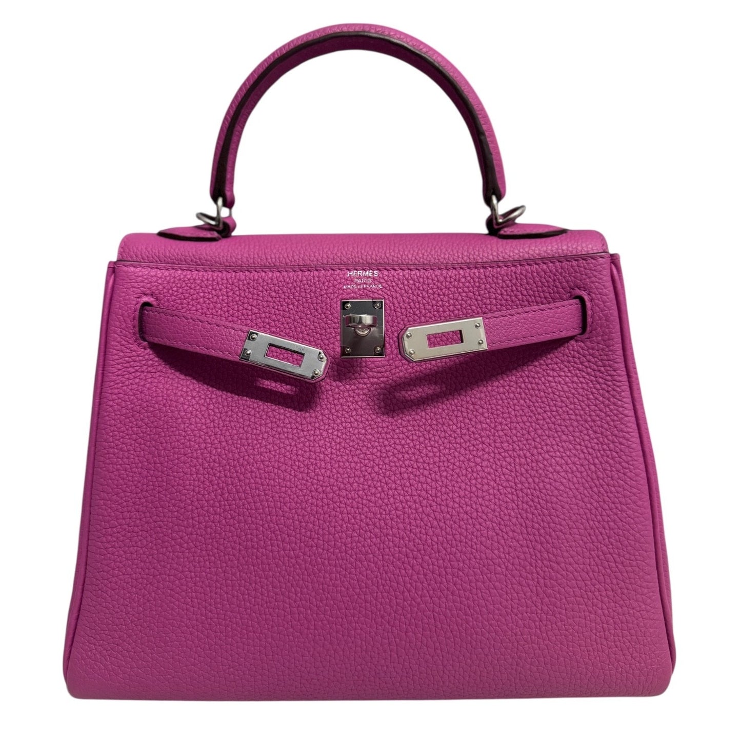 Hermes Kelly 25 Magnolia Pink Purple Togo Leather Palladium Hardware