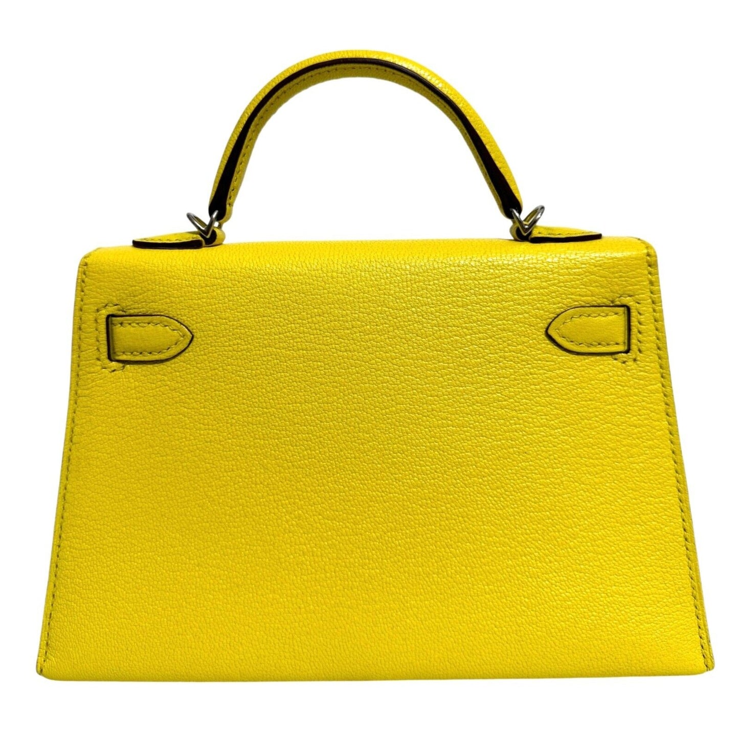 Hermes Kelly Mini 20 Jaune Citron Lemon Yellow Chèvre Leather Palladium RARE