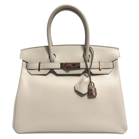 Hermes Birkin 30 Craie Cream Epsom Leather Rose Gold Hardware Handbag