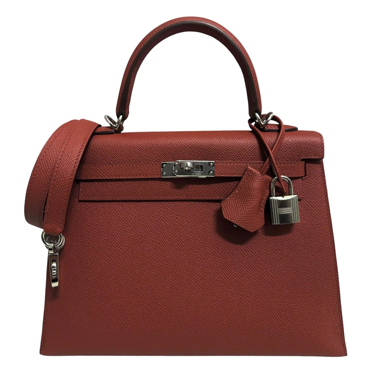 Hermes Kelly 25 Sellier Rouge Venetian Red Epsom Leather Palladium Hardware